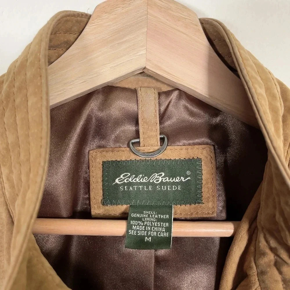 Eddie Bauer Seattle Suede Women's Medium Full Zip  Leather Jacket - Picture 12 of 16
